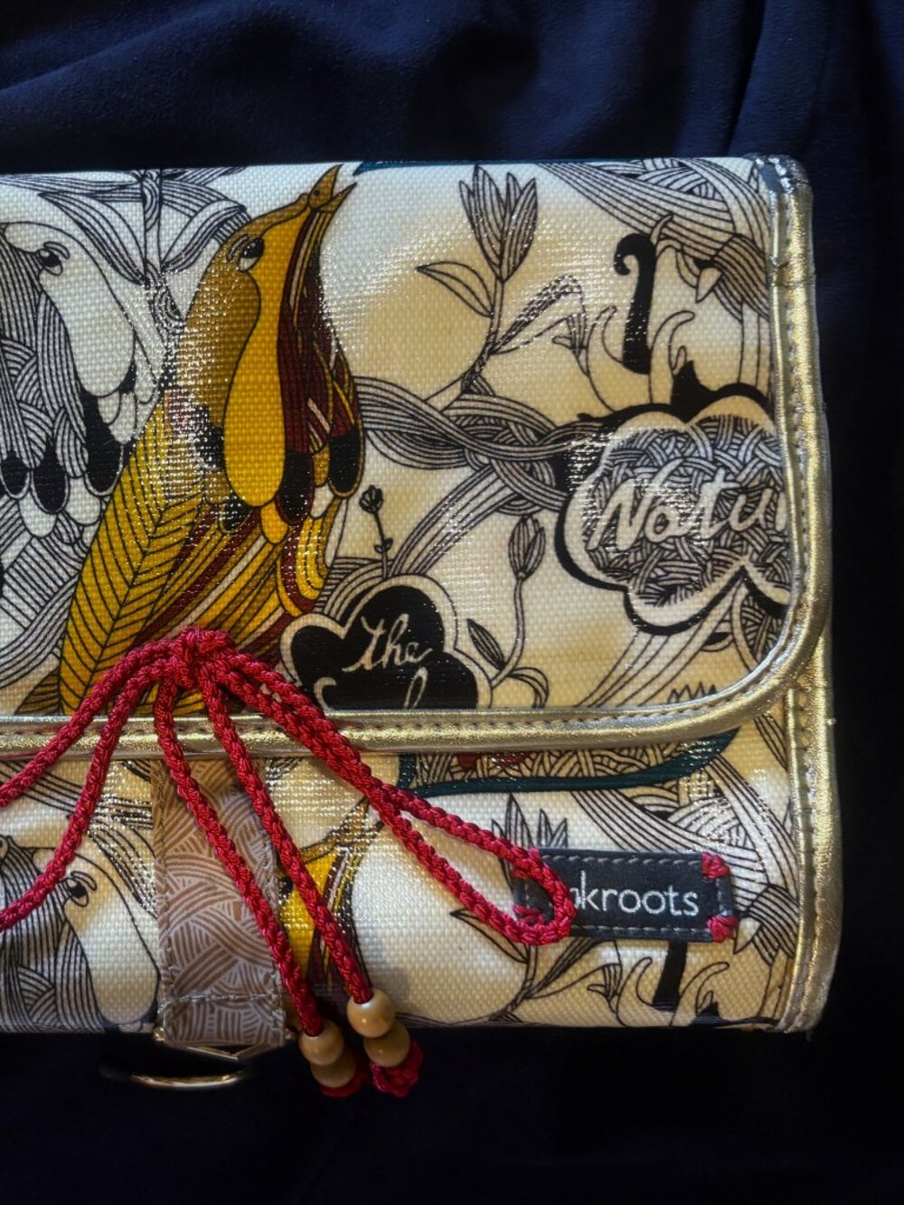 Sakroots Jewelry Accessory Hanger bag Red Cord & Wooden beads NWT